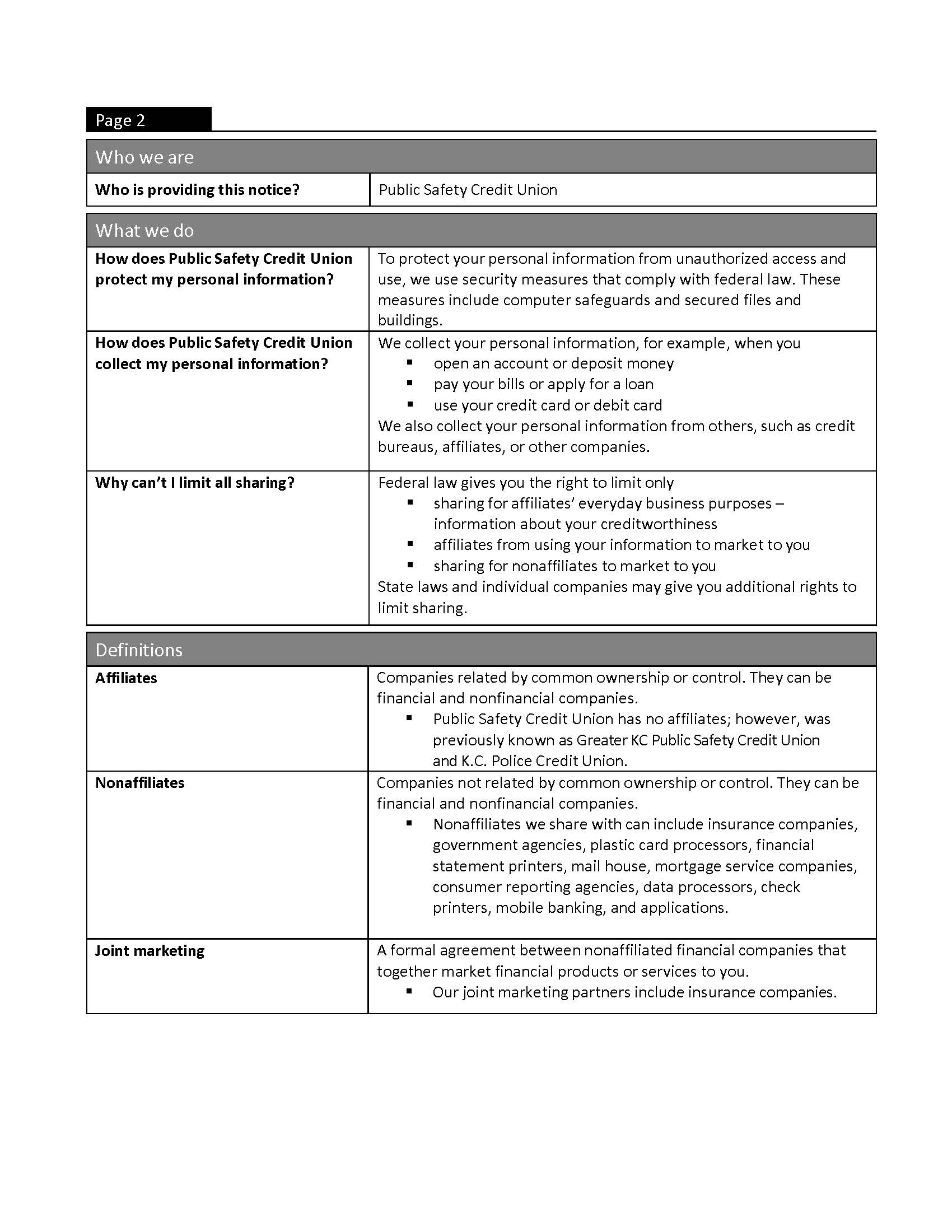 Privacy Notice Page Two
